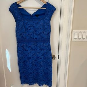 Ann Taylor blue lace sheath dress